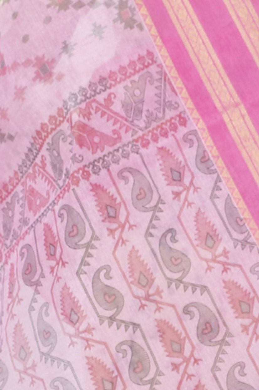 Pink Pure Cotton Rashi Print Tant Saree Print (1011)